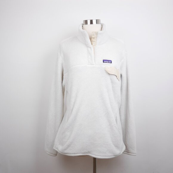 PATAGONIA Women's XL - Off White cream fleece pullover jacket Snap-T medium pile - Picture 1 of 11
